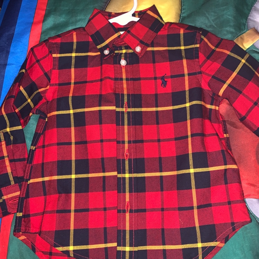 Kid polo plaid button up